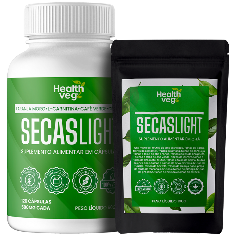 Kit SecasLight Cápsulas Veganas + Secaslight Chá Detox